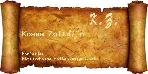 Kossa Zoltán névjegykártya